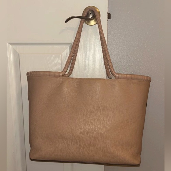 Tory Burch Taylor Tote Leather Shoulder Bag Shopper Handbag in Devon Sand - Picture 2 of 15